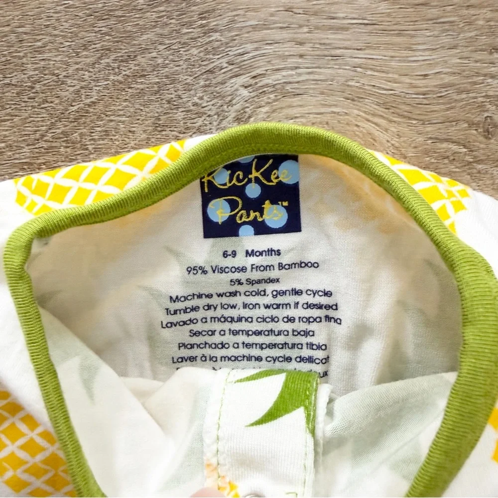 Kickee Pants Pineapple Coverall Sz 6-9 Months Bamboo Long Sleeve Soft‎ NEW